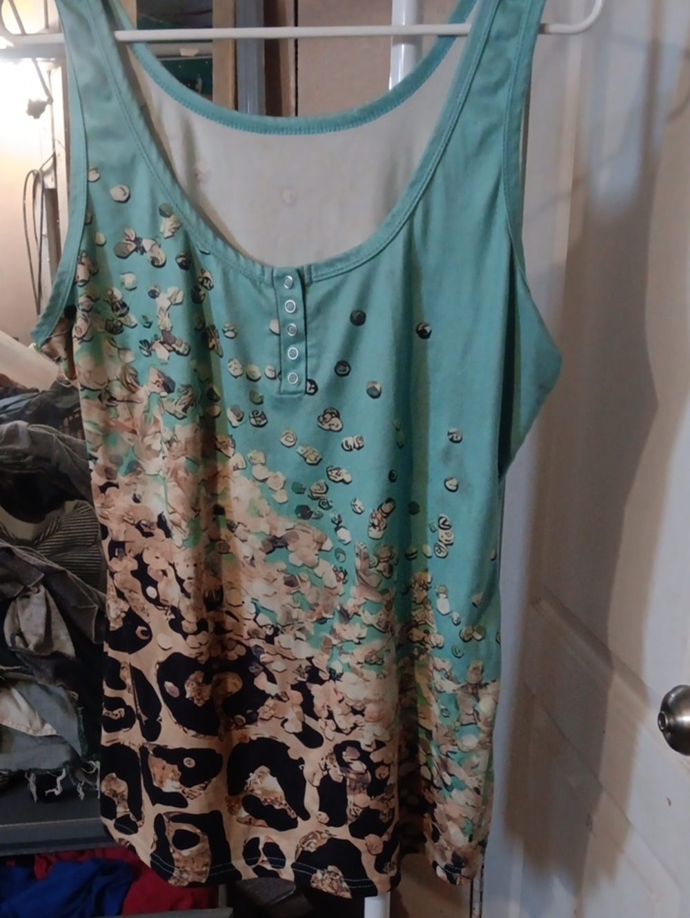 Aqua Scoop-Neck Mixed Print Tank Top